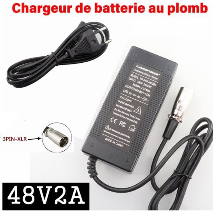 Chargeur trottinette electrique 42V 2A, Chargeur Batterie Vélo électrique  36V Lithium Adaptateur Universel, avec Sac de Rangement - Cdiscount Auto