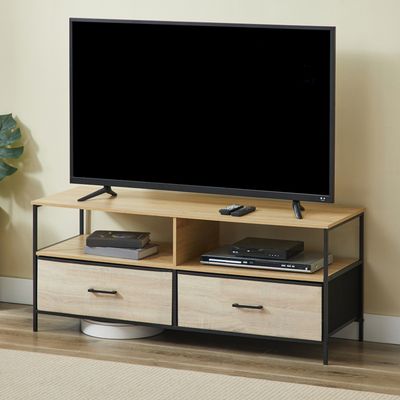 Muebles De Madera Para Tv Mueble De TV De 140 Cm Con 2 Puertas De Madera Oscura De Diseño Industrial - HAWKINS | ID Market Muebles De Madera Para Televisores