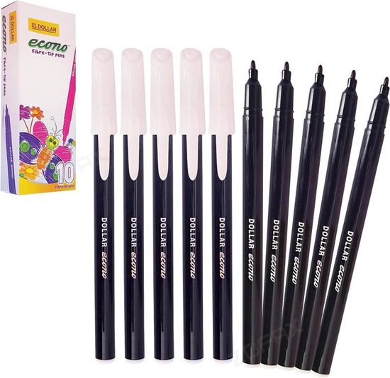 Feutres Noirs Pointe Fibre EYEYE - 12 Tailles (0,15 Mm à 3,0 Mm) - Encre à Base D'eau - Pour Dessin, Lettering