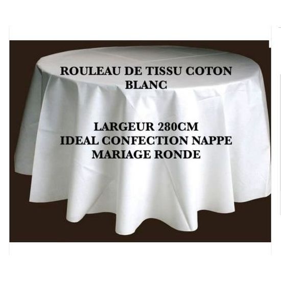 MARIAGE 3Métres Tissu Blanc  100%Coton  GRANDE LARGEUR 280CM IDÉAL NAPPE RONDE