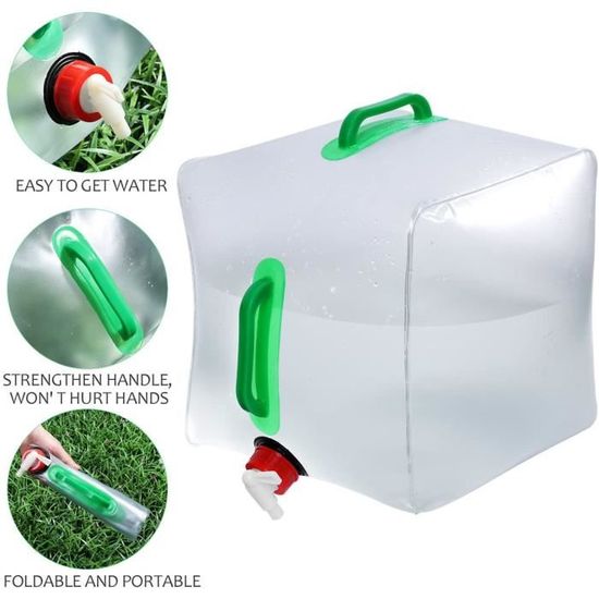 Réservoir d'eau bidon eau Pliable Sac Conteneur Portable poche hydratation Transparent Durable Grande Capacité pour Camping 20L
