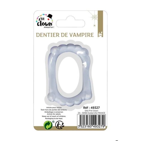 Dentier De Vampire Blanc | Déguisement Halloween, Fête Déguisée | Accessoire Rigolo Pour Adulte