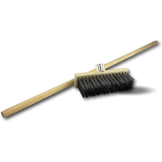 Balai Brosse Balai De Rue Avec Manche En Bois - Balai Industriel Robuste Avec Poils Stables - Pour Cour, Jardin Et Trottoirs (50 Cm Avec Manche En Bois De 150 Cm De