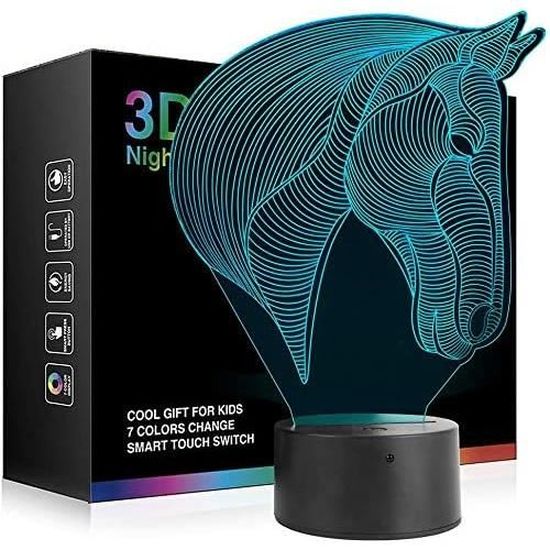 Veilleuse 3D Cheval - Lampe Illusion Optique Avec Télécommande - 16 Couleurs - Enfant & Déco - 5