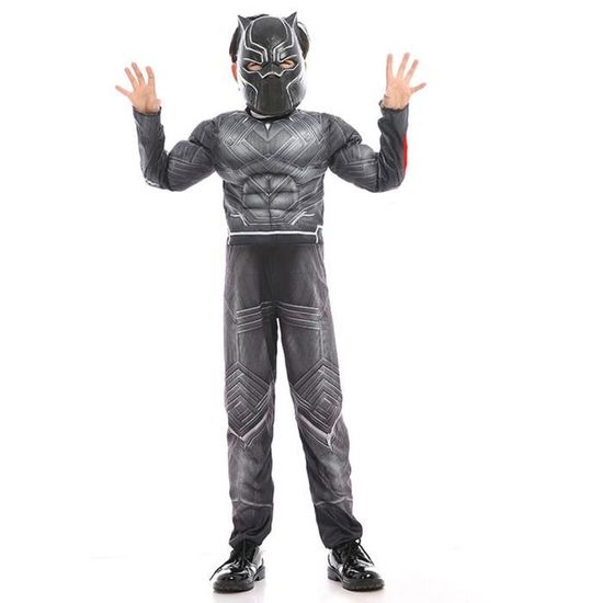 Black Panther-Déguisement Halloween Noel Enfant Muscle Cosplay Costume avec  Masque Noir - Cdiscount Prêt-à-Porter