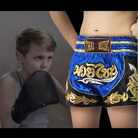 Ensemble Boxe Enfant Garçon - T-shirt + Short - Muay Thai, MMA - Tissu Respirant - Tailles 5-16 Ans