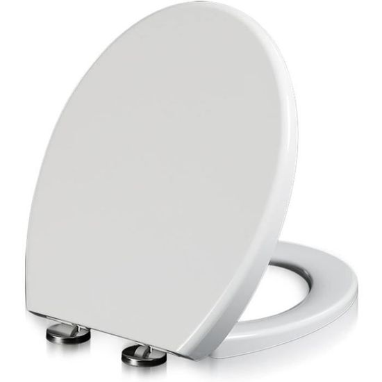 Siège De Toilette Rond Fermé En Bois Moulé Blanc - Design Moderne, Facile à Installer