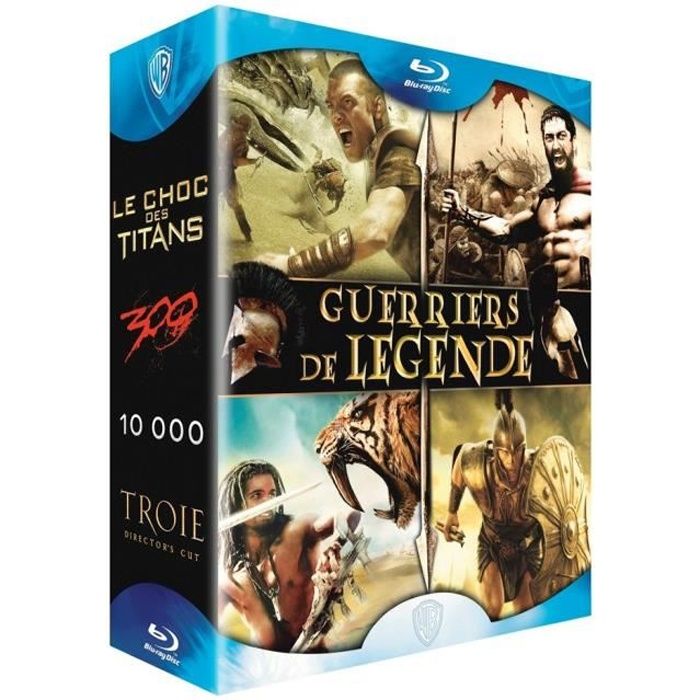 Dvd Warner Bros Coffret Guerriers De Légende Blu-ray : Le Choc Des Titans + 300 + 10 000 + Troie