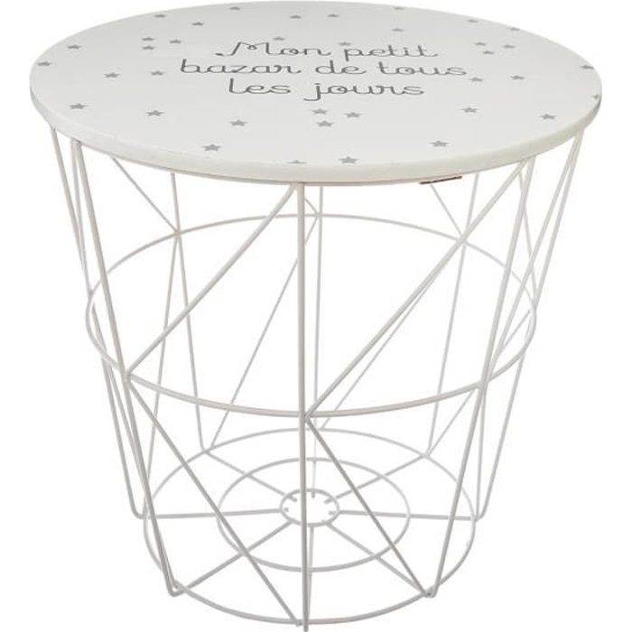 Atmosphera - Table Rangement en Métal et Bois pour chambre d'enfant Kumi Blanc