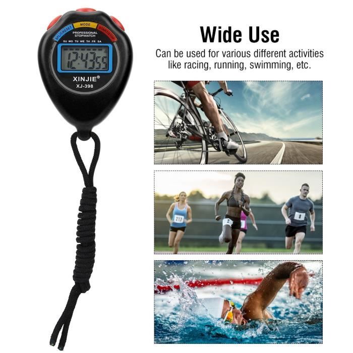 CEN Minuterie Chronomètre électronique Athlétisme professionnel Sport pour Courir-Nager Noir
