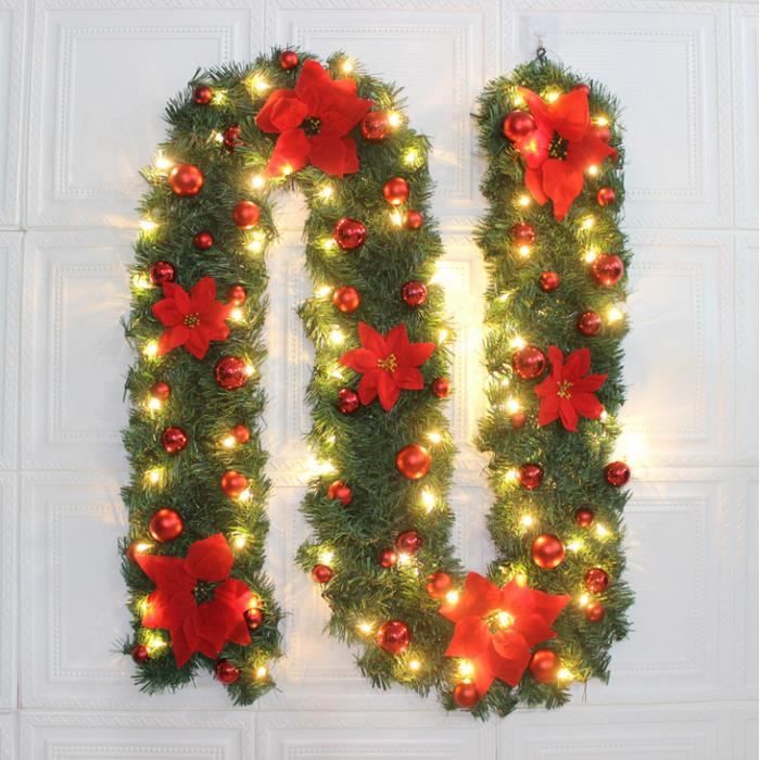 Guirlande Lumineuse Sapin Noël Guirlande de Rotin Artificiel avec LED Lamp