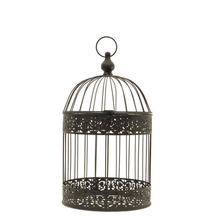 Cage Oiseaux Ronde Marron Décorative Fer 47 cm x ø24 cm - 11232-Cage