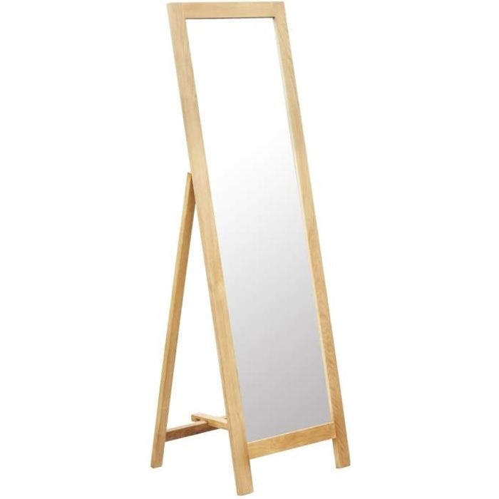 Miroir Sur Pied : Miroir Psyché En Bois De Chêne - Design Scandinave&Style Minimaliste - Forme De Chevalet Peinture - 48*46,5*150Cm