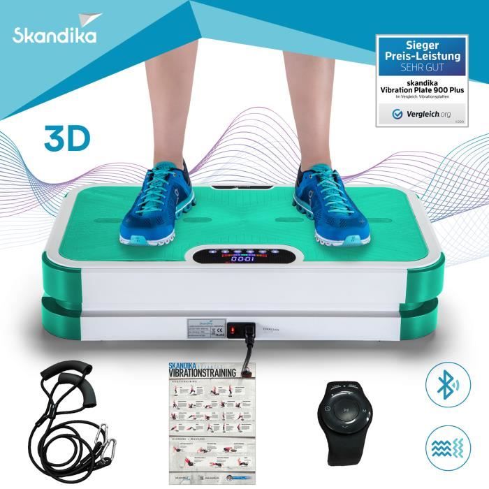 skandika Home Vibration Plate 900 Plus - Plateforme vibrante oscillante - 5 Programmes - 2 Moteurs - Télécommande au poignet - Vert