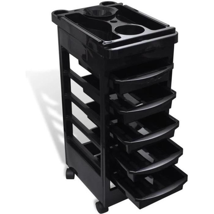 Chariot en plastique coiffure Chariot de Rangement Coiffure 49 x 32 x 82,5 cm pour Salon de Beauté Cheveuxavec roues