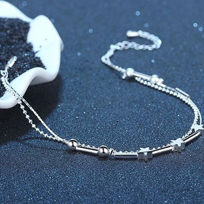 Star Chaine de cheville Femmes Mode Charm Coffret Cadeau Argenté
