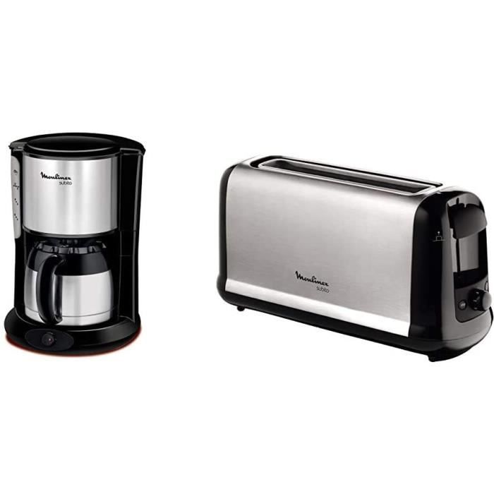GRILLE PAIN Moulinex FT360811 Cafetiegravere Filtre Subito Isotherme 812 Tasses Verseuse Inox AntiGoutte Noir MOULINEX Subito in195