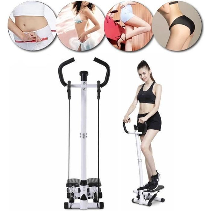 Stepper Rotatif Guidon avec Cordes élastiques – Compteur électronique – Hauteur réglable