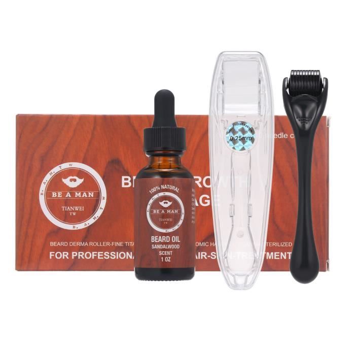 2 Pcs / ensemble Hommes Kit De Croissance De Barbe Barbe Rouleau Barbe Huile Soin Du Visage Croissance Des Cheveux Sérum Hydr-94