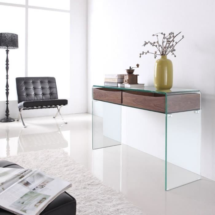 Console design en verre et bois Glasswood