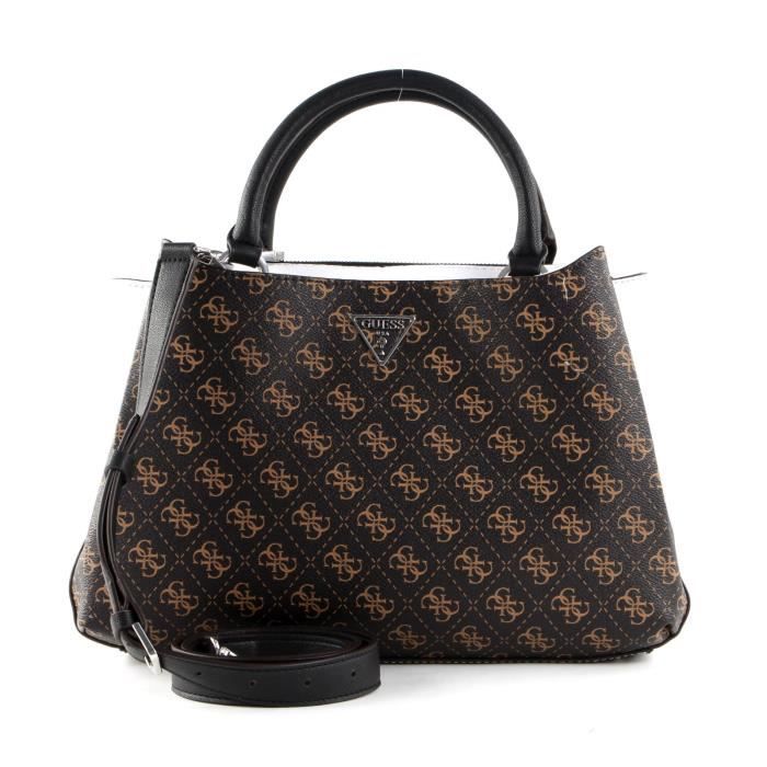 GUESS Ambrose Turnlock Satchel Brown / White Logo [116492]