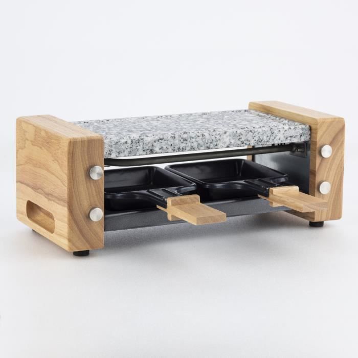Raclette et pierre à cuire 2 personnes - HKOENIG - Design bois