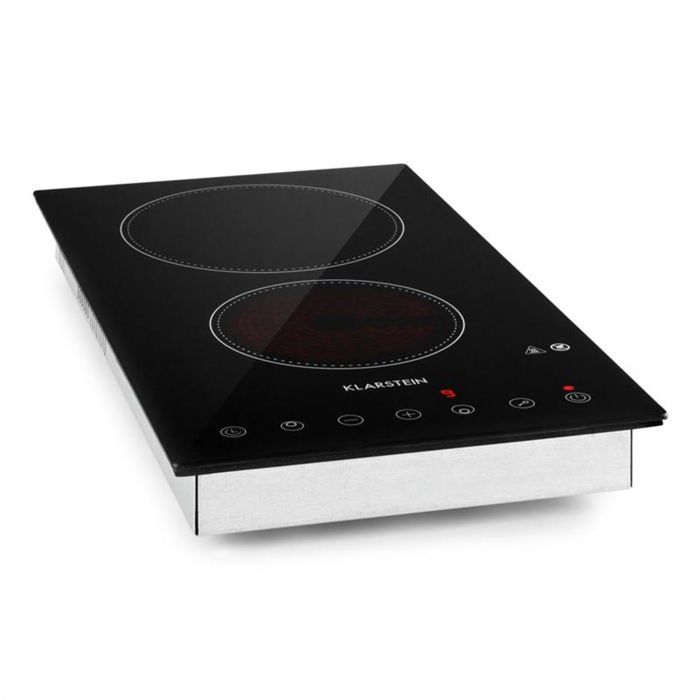 Klarstein VariCook Domino Double plaque de cuisson halogène , surface vitrocéramique - Sécurité enfant - 3000W max. au total