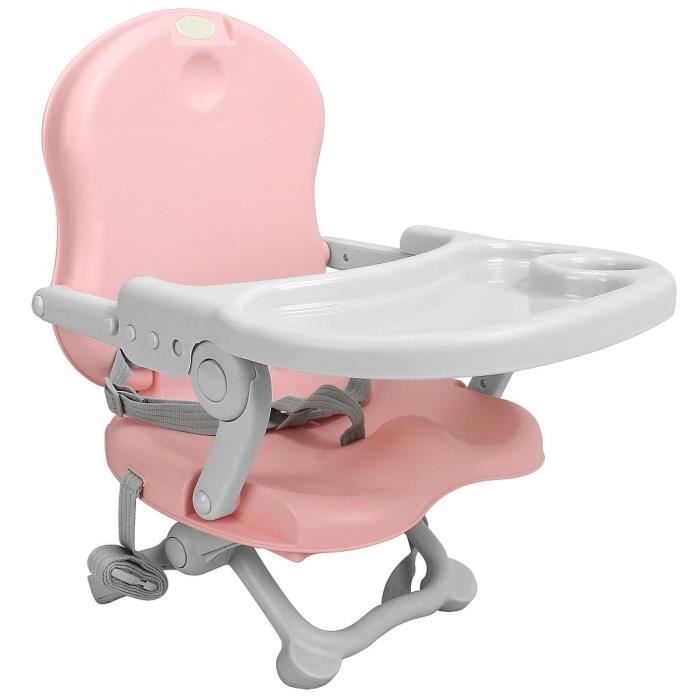 Rehausseur Bébé, Réhausseur de chaise pour enfant, Rose, Hauteur: 38-42-46-50 cm
