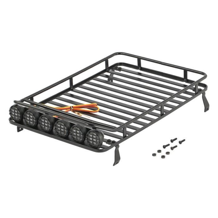 LESHP® Porte-bagages en métal de support de toit d'AX-519B avec 6 lumières de LED pour la voiture de RC 1-10