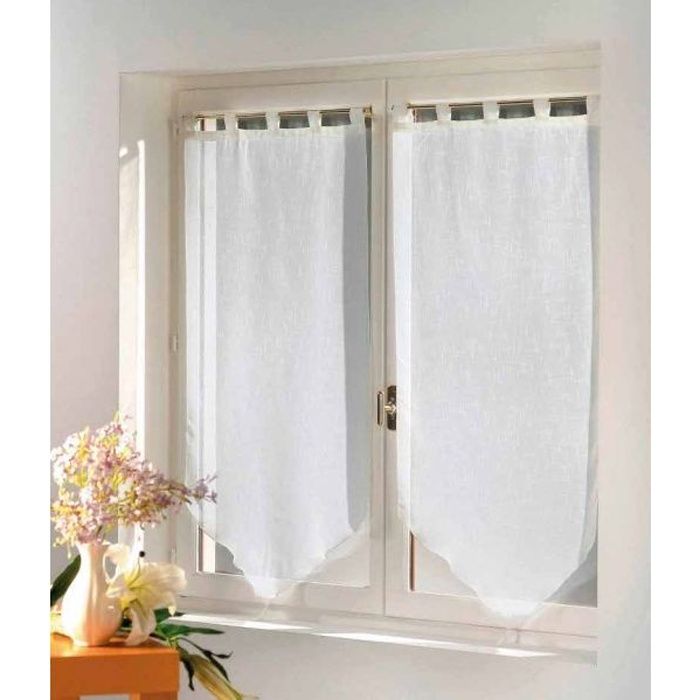 Paire de voile à pompons 2x60x160 LUMINEA BLANC