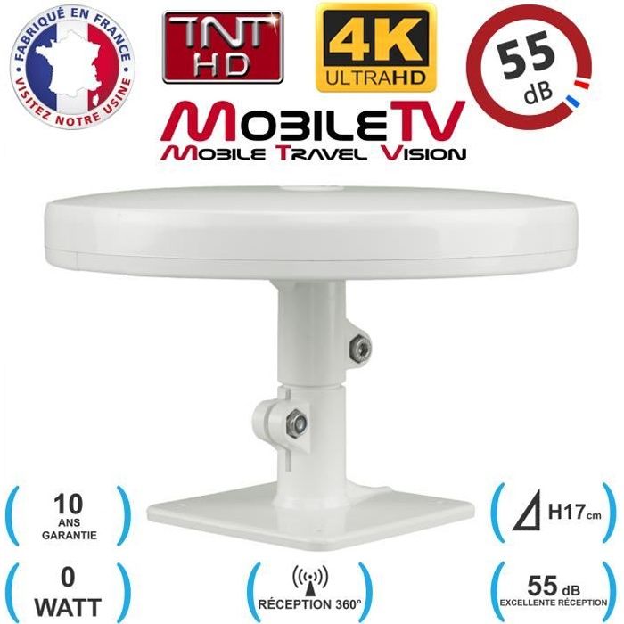 Antenne TV TNT HD 4K Omnidirectionnelle 55dB Camping car / caravane / camion / fourgon / bateau OMNI PRO PLUS - GARANTIE 10 ANS