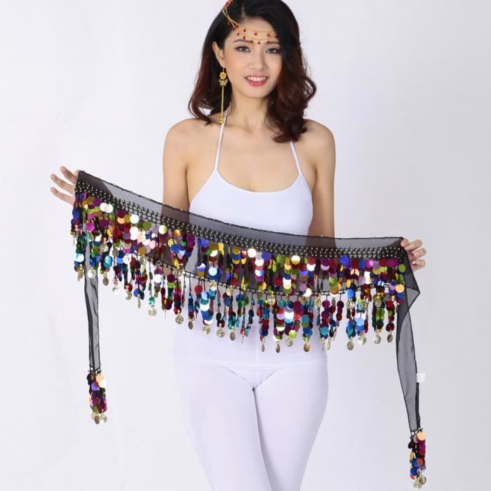 Femmes Paillette Perle Danse Du Ventre Jupe Hanche Écharpe Taille Ceinture