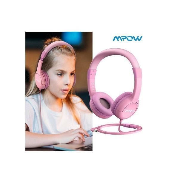 MPOW Casque audio pour enfant Rose Model BH245A, écouteur