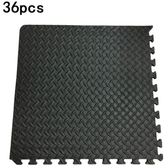 Tapis de protection de sol – 72 dalles en mousse EVA - Matelas puzzle pour matériel fitness, gym, musculation 15x15cm