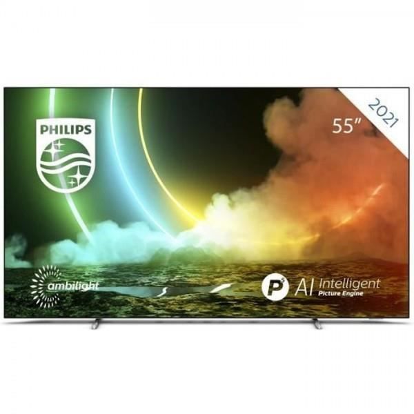 PHILIPS 55OLED706 - TV UHD 4K 55 (139cm) - Ambilight 3 côtés - Android TV - Dolby Atmos - 4xHDMI, 3xUSB - Cadre métallique 85,000000