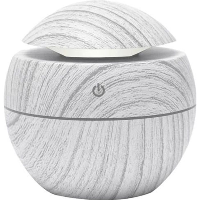 Diffuseur Ultrasonique 130ml USB Blanc Boisé Aromathérapie Huile essentielles Vapeur d'eau, Humidificateur.