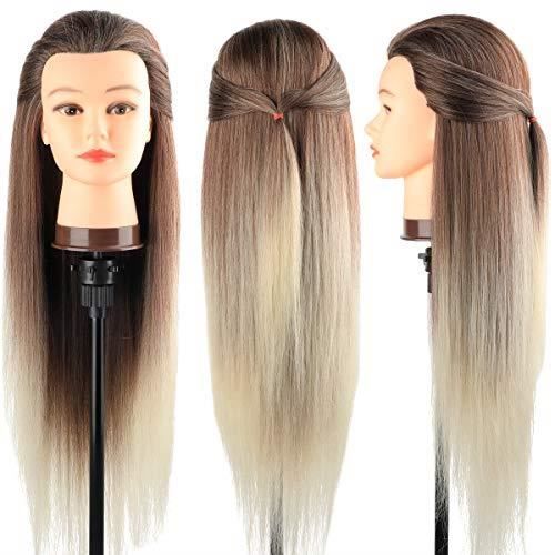 Neverland 28'' Têtes d'exercice,Tête à Coiffer Coiffure,100% Fibre Synthétique Cheveux, Mannequin Poupée pour le Salon B23