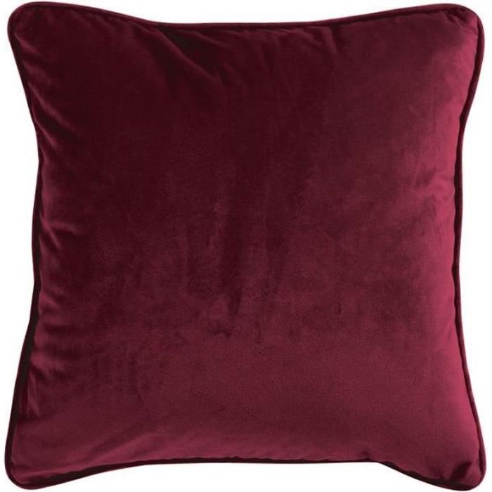 VELOURS - Coussin en velours rouge bourgogne 40x40