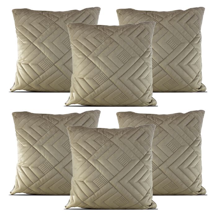 Coussin dassise - JUANIO - Lot 6 - Velours - 60 x 60 cm - Beige matelassé
