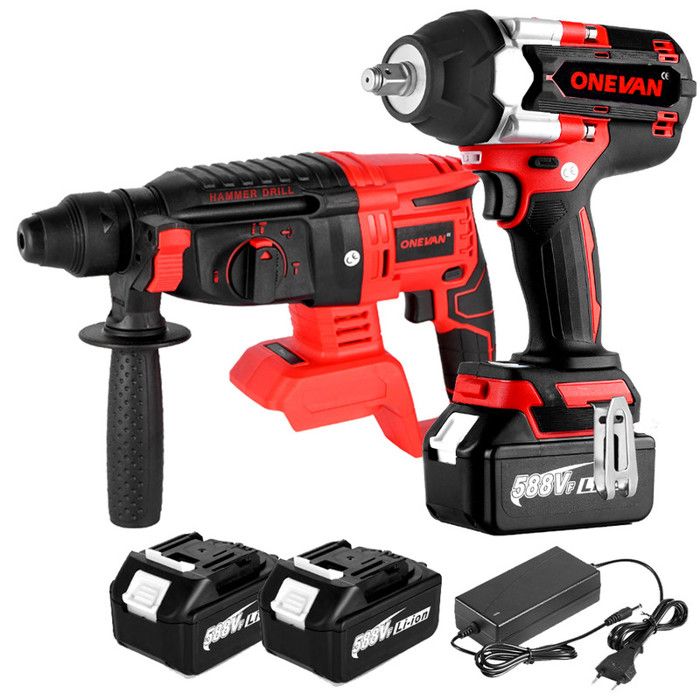 Clé à Chocs Sans Fil ONEVAN 1000 Nm – Boulonneuse Électrique Sans Balais Avec 2 Batteries 3.0Ah, Lampe LED, Arrêt Auto, Idéale Changement Pneus & Mécanique
