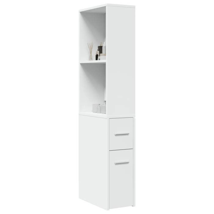 vidaXL Armoire de salle de bain étroite avec roulettes blanc 855295