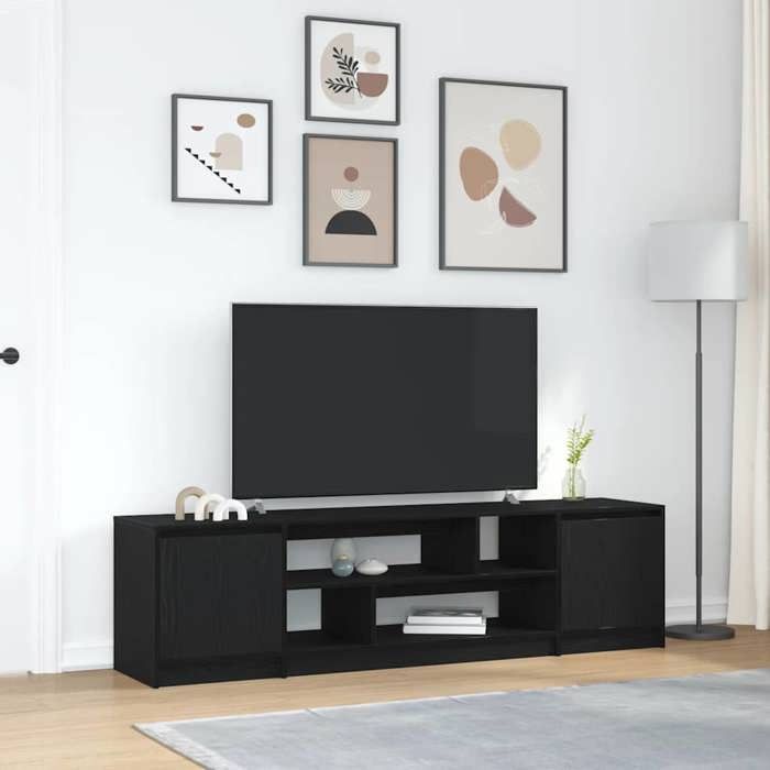 Meuble TV noir 99,5x35,5x48 cm bois d'ingénierie - Meubles Tv - Meuble