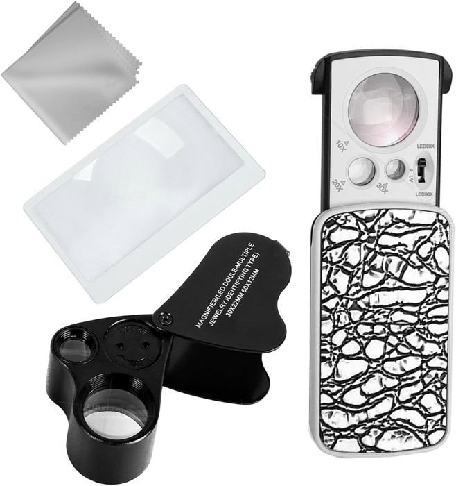 Loupe 10X avec lère Loupe à Main 12 LED pour la Lecture, l'inspection