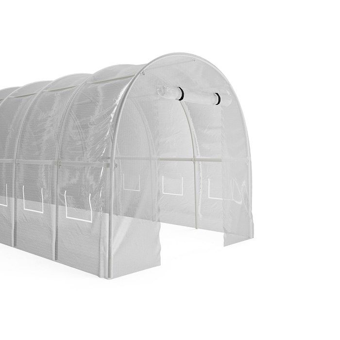Serre tunnel avec structure en acier 36 m² - L300 x l1200 x H200 cm - Blanc - IPOMEA