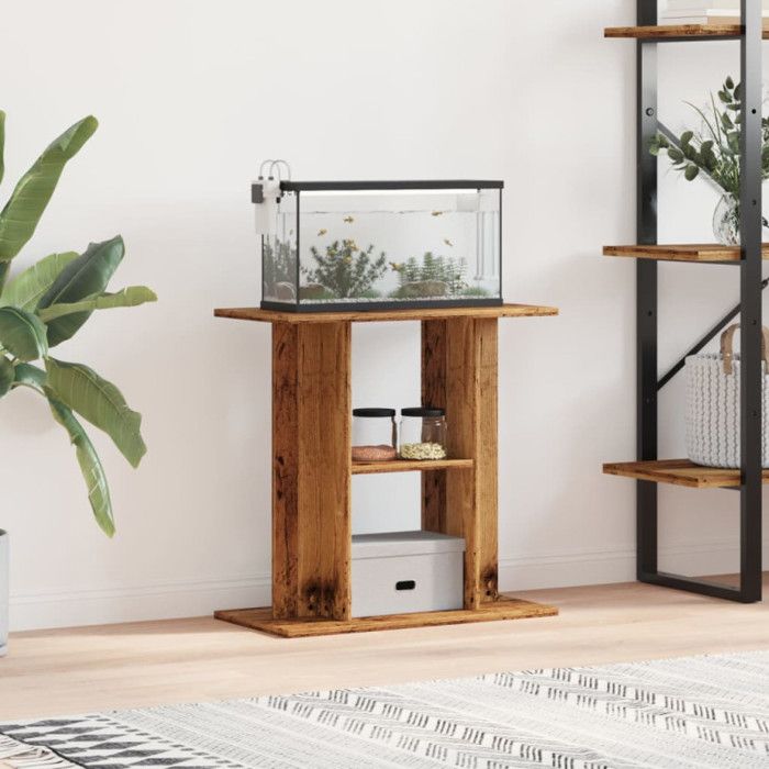 Support d aquarium vieux bois 60x30x60 cm bois d ingénierie