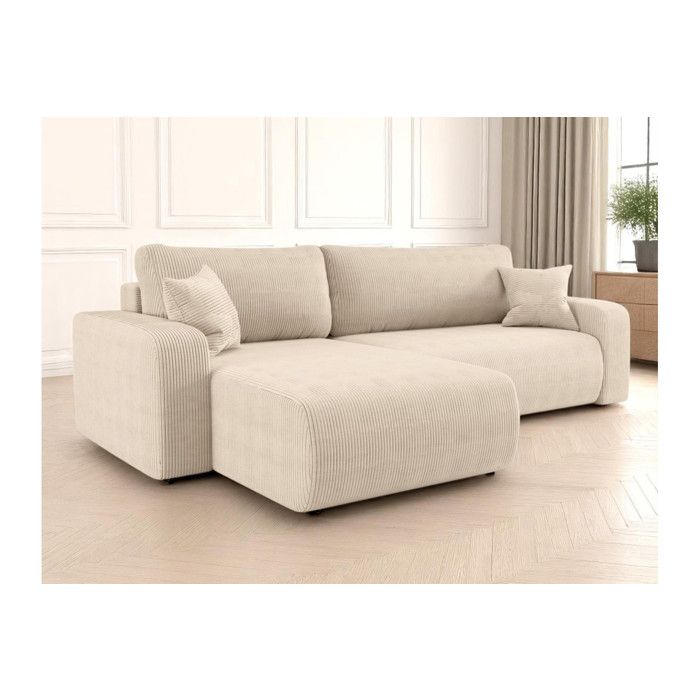 Canapé ALYA dangle max réversible et convertible 5 places en velours côtelé - Beige