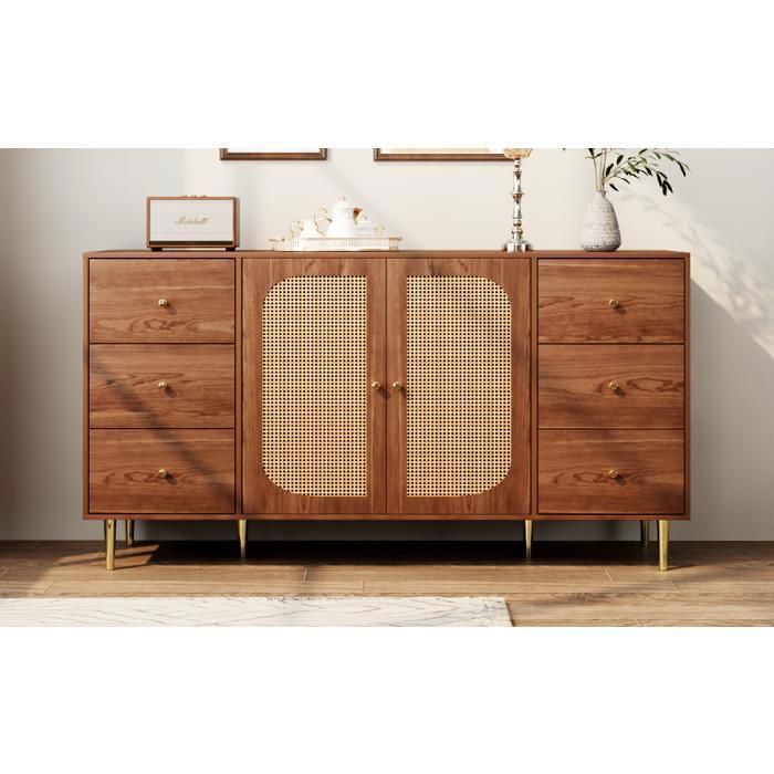 Buffet buffet en rotin meuble de rangement avec tiroir meuble en bois indépendant cuisine maison 160 x 40 x 90cm