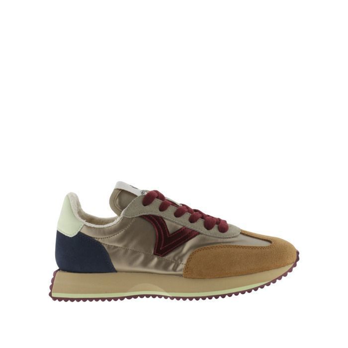 Baskets en nylon métallisé et cuir fendu femme Victoria Cosmos - platino