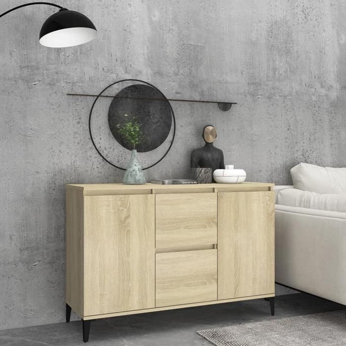 Bon marché - Buffet Armoire à Tiroirs Commode classique chêne sonoma 102x35x70 cm Bois dingénierie plds630674