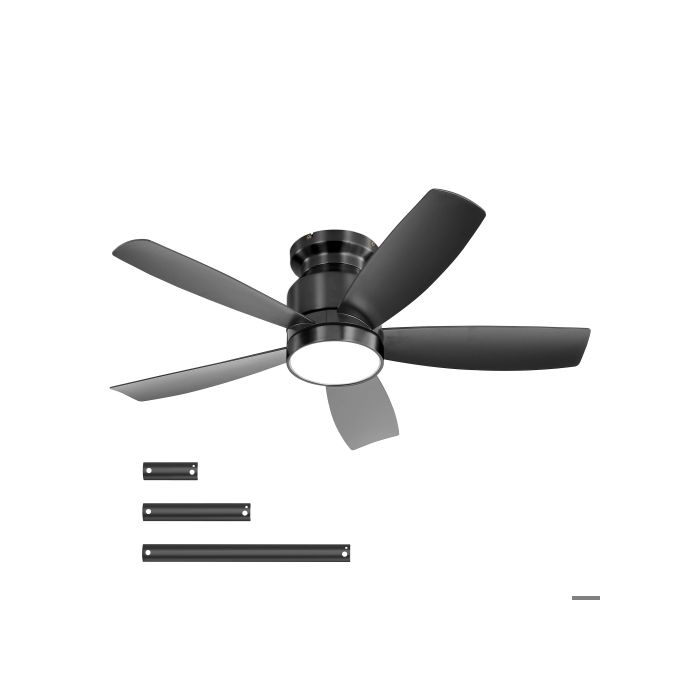 ®RisingFF Ventilateur de plafond 42 avec éclairage LED 18 W télécommande 5 pales en ABS et moteur CC réversible noir - Rising Ff